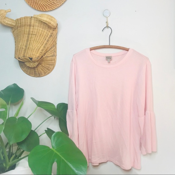 Vintage Sweaters - Blush Terry Cloth Bell Sleeve Sweater